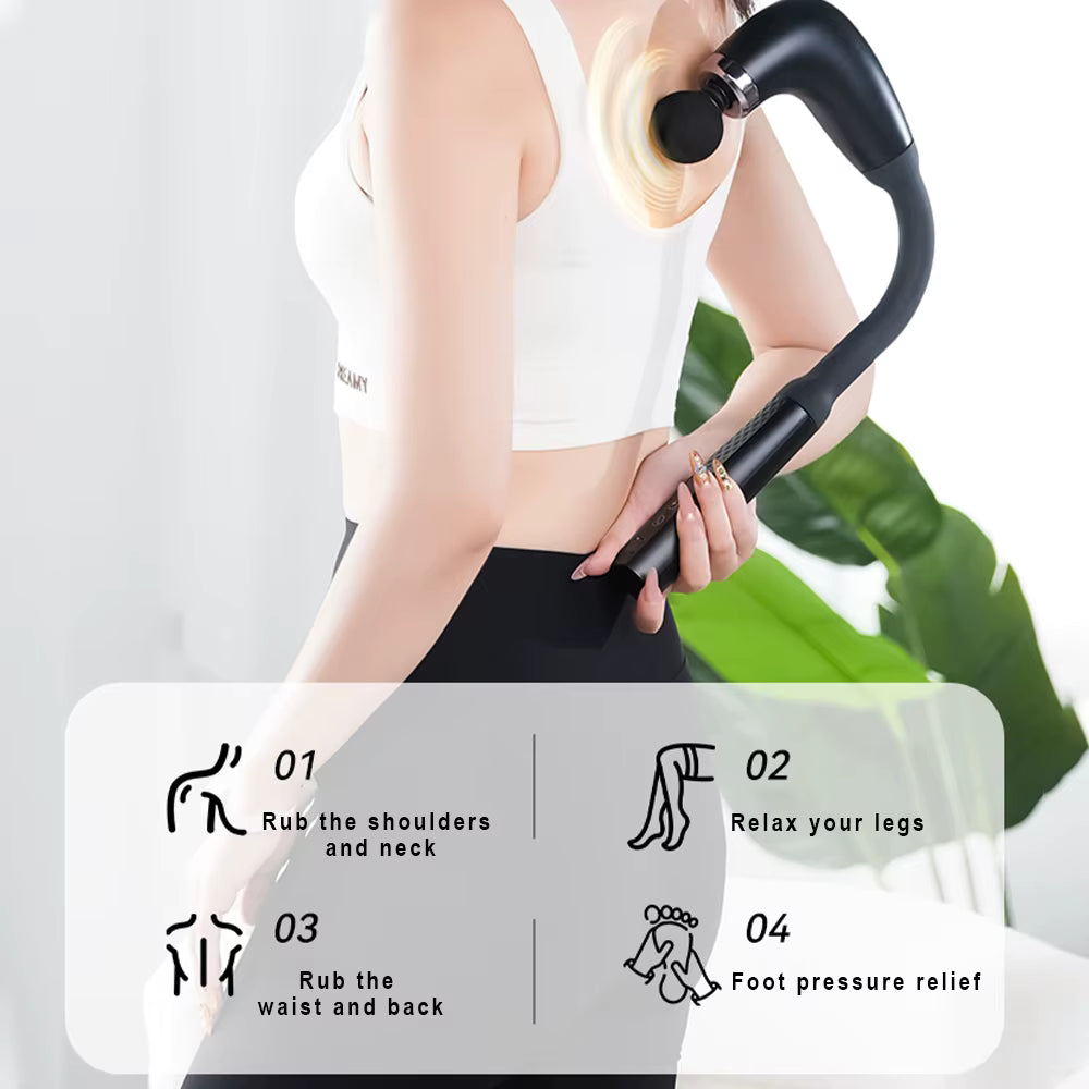 FlexRecover Professional Fascia Massage Gun - Extended Handle for Back, Shoulder & Full Body Relief